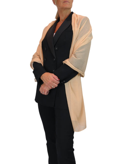 Silk Blend Scarf with Metallic Threads Sand