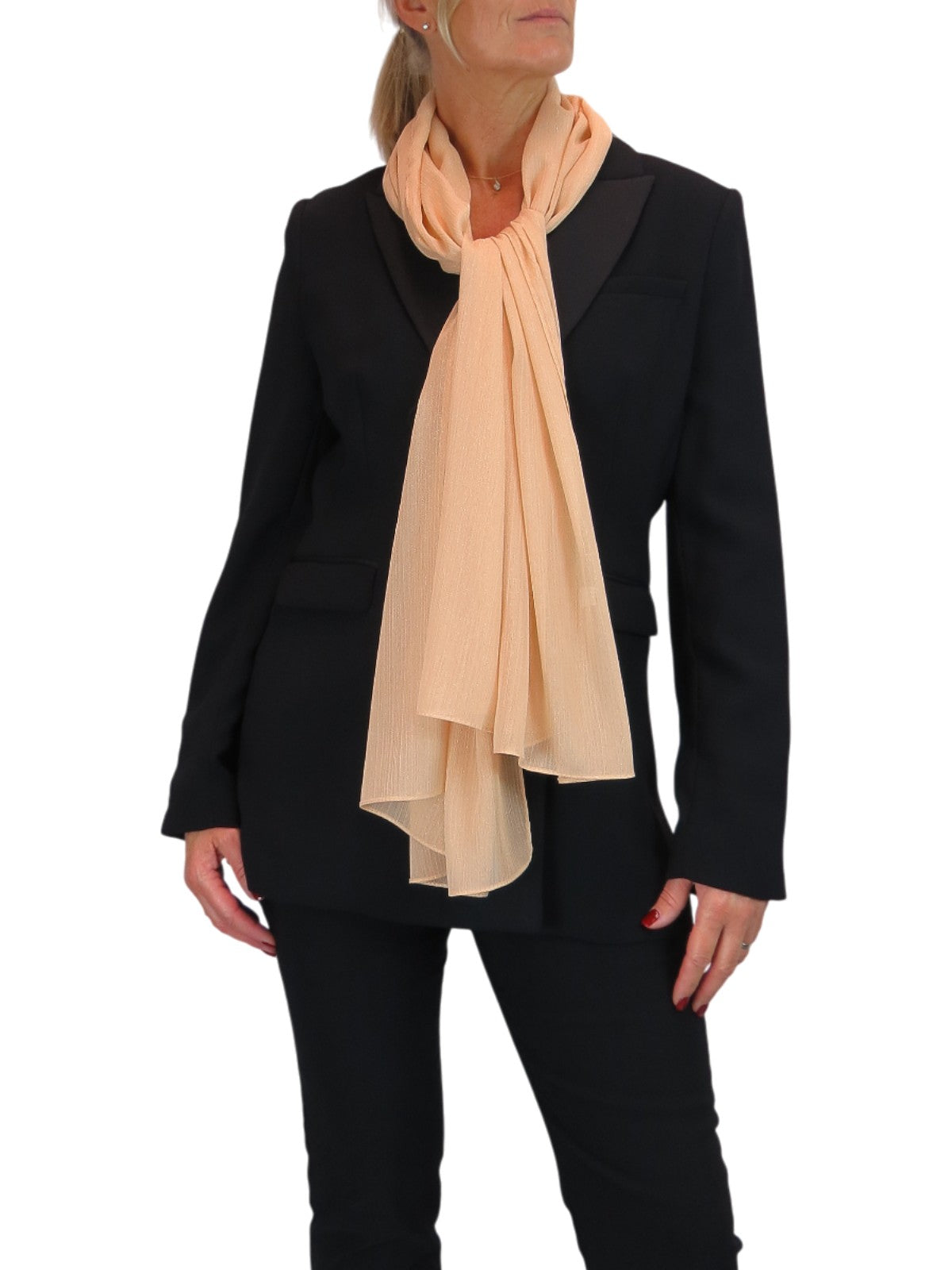 Silk Blend Scarf with Metallic Threads Sand