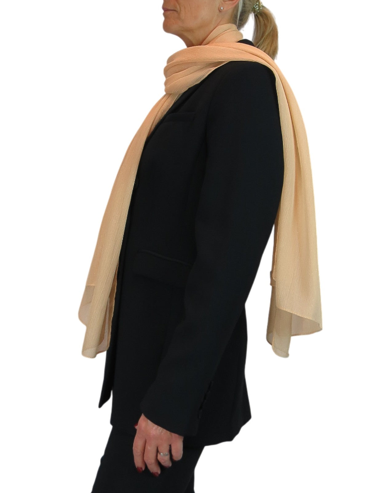 Silk Blend Scarf with Metallic Threads Sand