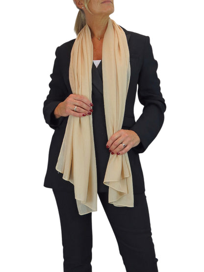 Silk Blend Scarf with Metallic Threads Champagne