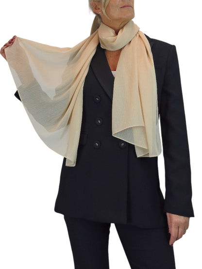 Silk Blend Scarf with Metallic Threads Champagne