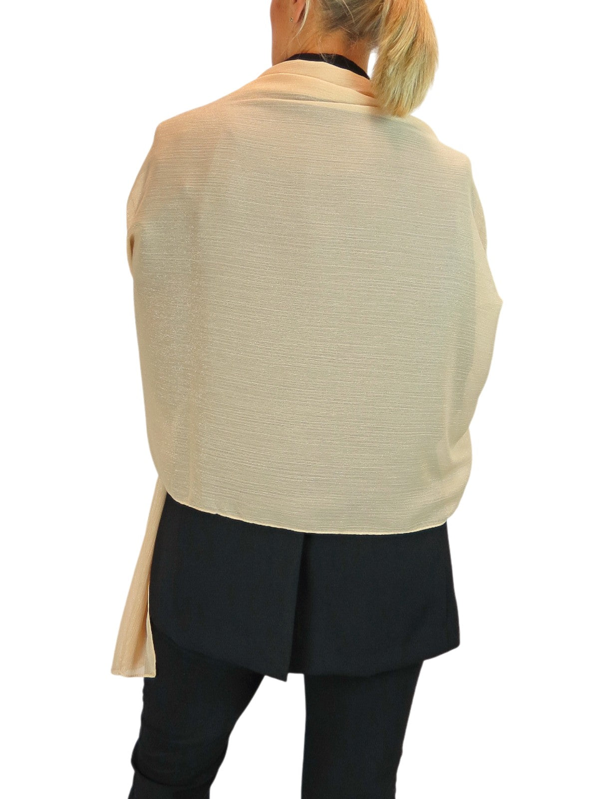 Silk Blend Scarf with Metallic Threads Champagne