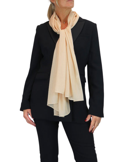 Silk Blend Scarf with Metallic Threads Champagne