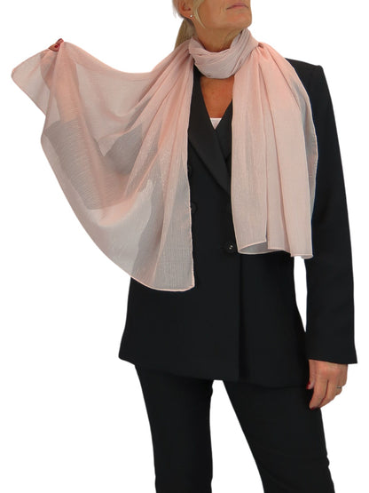 Silk Blend Scarf with Metallic Threads Powder Pink