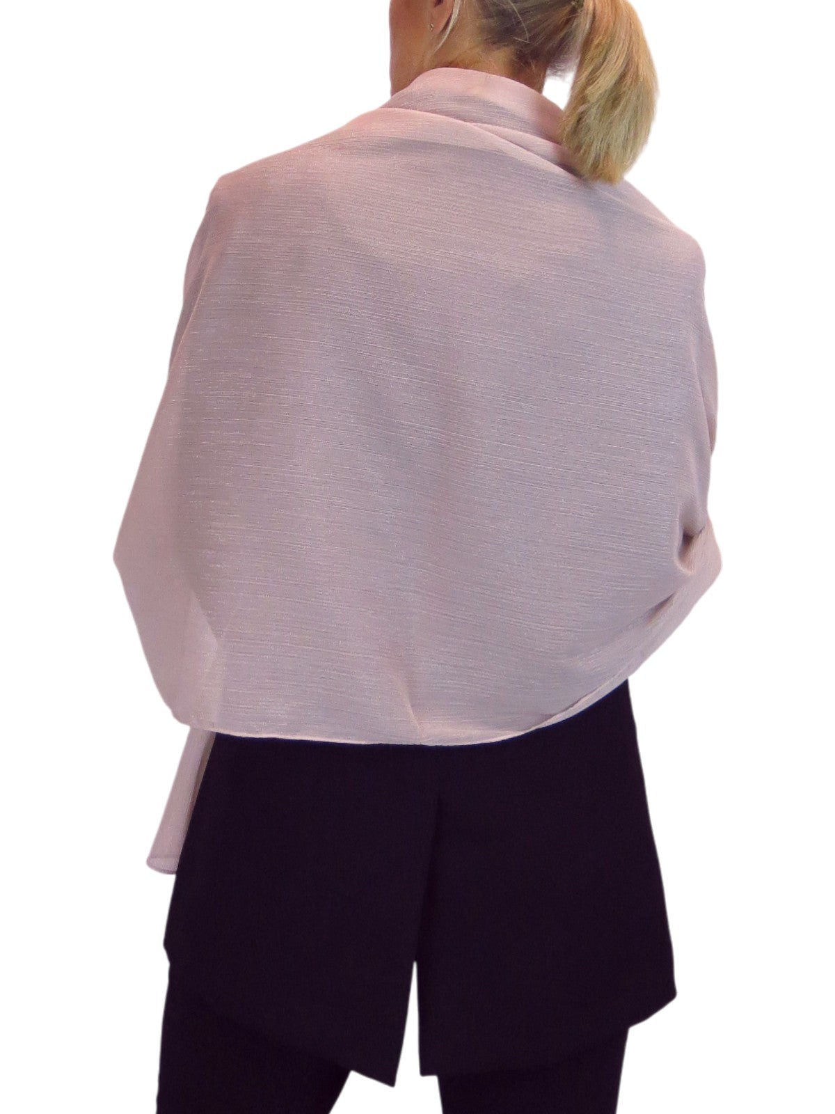 Silk Blend Scarf with Metallic Threads Powder Pink