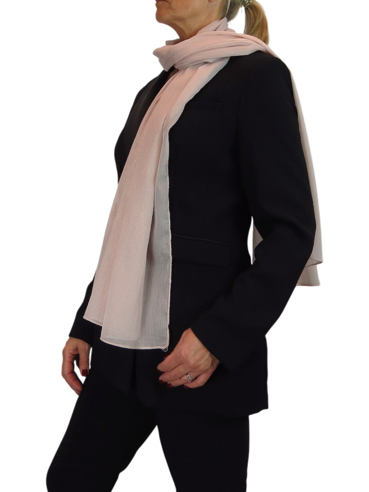 Silk Blend Scarf with Metallic Threads Powder Pink