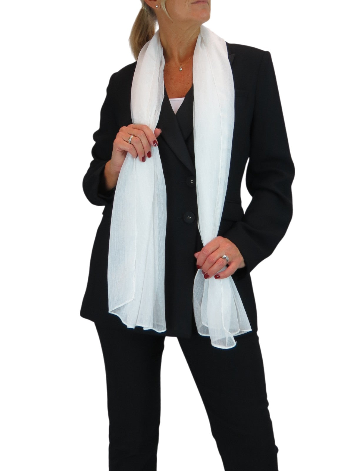 Silk Blend Scarf with Metallic Threads Ivory