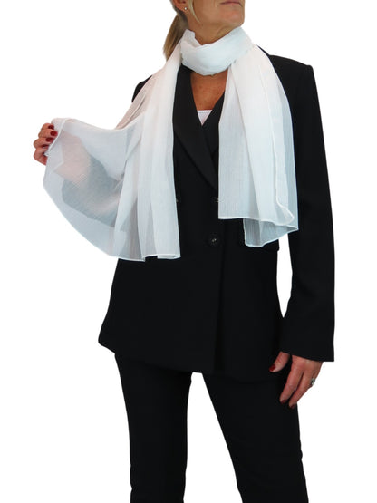 Silk Blend Scarf with Metallic Threads Ivory