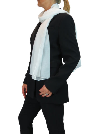 Silk Blend Scarf with Metallic Threads Ivory