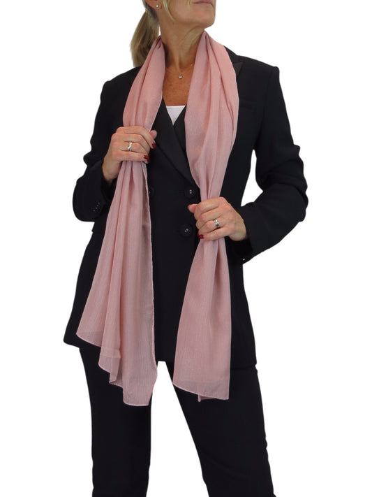 Silk Blend Scarf with Metallic Threads Rose Pink
