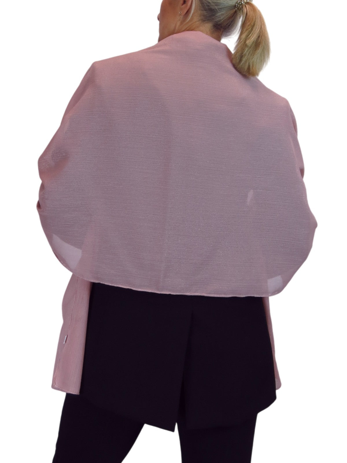 Silk Blend Scarf with Metallic Threads Rose Pink