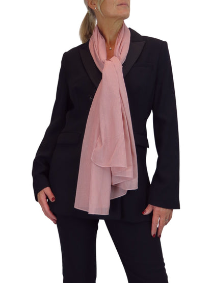 Silk Blend Scarf with Metallic Threads Rose Pink