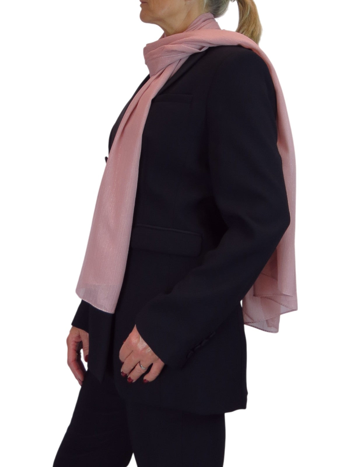 Silk Blend Scarf with Metallic Threads Rose Pink