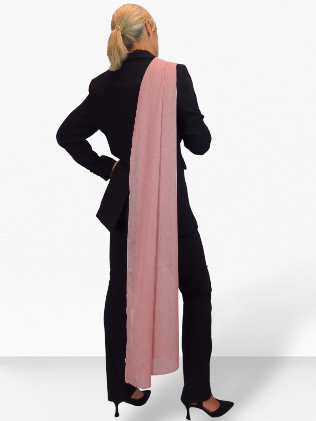 Silk Blend Scarf with Metallic Threads Rose Pink