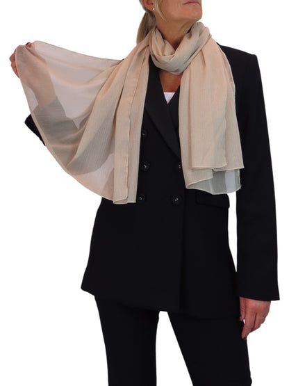 Silk Blend Scarf with Metallic Threads Beige