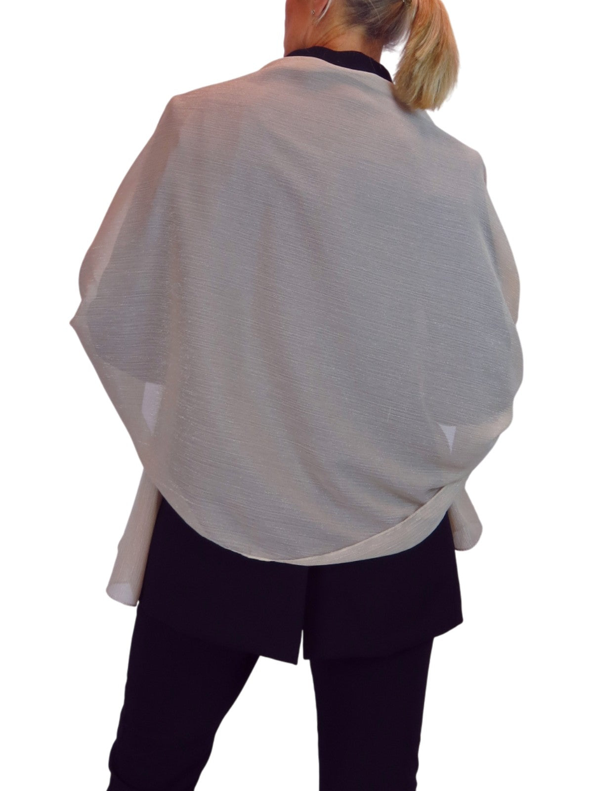 Silk Blend Scarf with Metallic Threads Beige