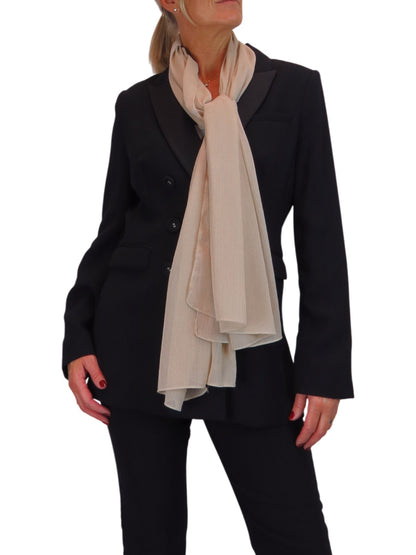 Silk Blend Scarf with Metallic Threads Beige