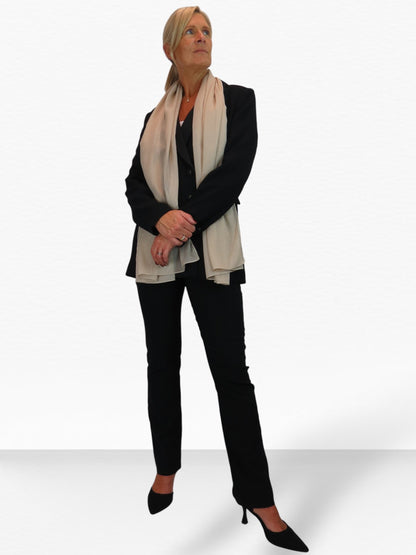 Silk Blend Scarf with Metallic Threads Beige