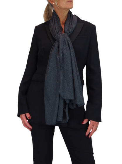 Silk Blend Scarf with Metallic Threads Dark Grey