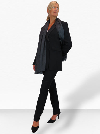 Silk Blend Scarf with Metallic Threads Dark Grey