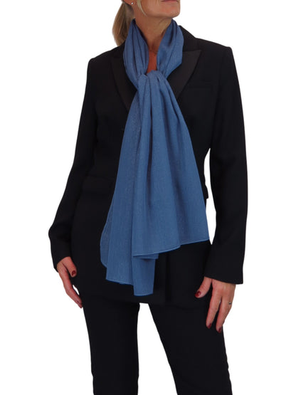 Silk Blend Scarf with Metallic Threads Deep Blue