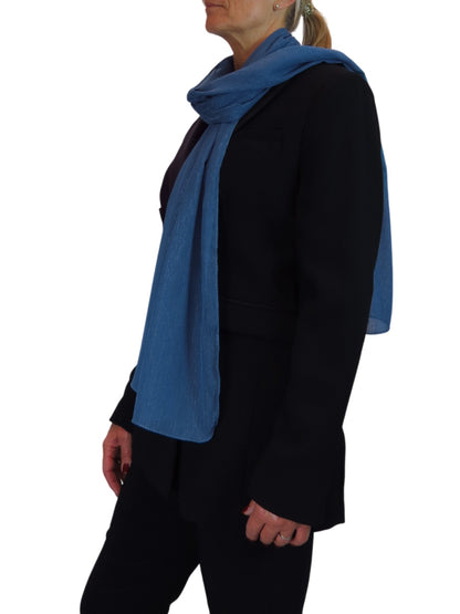 Silk Blend Scarf with Metallic Threads Deep Blue