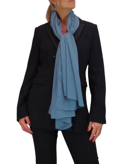 Silk Blend Scarf with Metallic Threads Duck Egg Blue