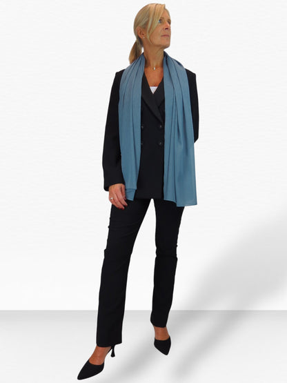 Silk Blend Scarf with Metallic Threads Duck Egg Blue