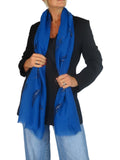 Golden Feather Print Scarf Royal Blue