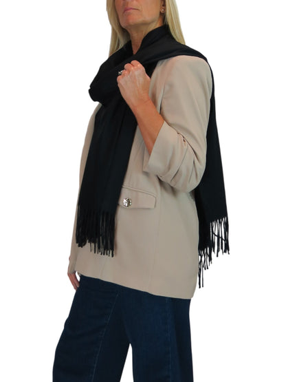 Wool Blend Pashmina Scarf Black