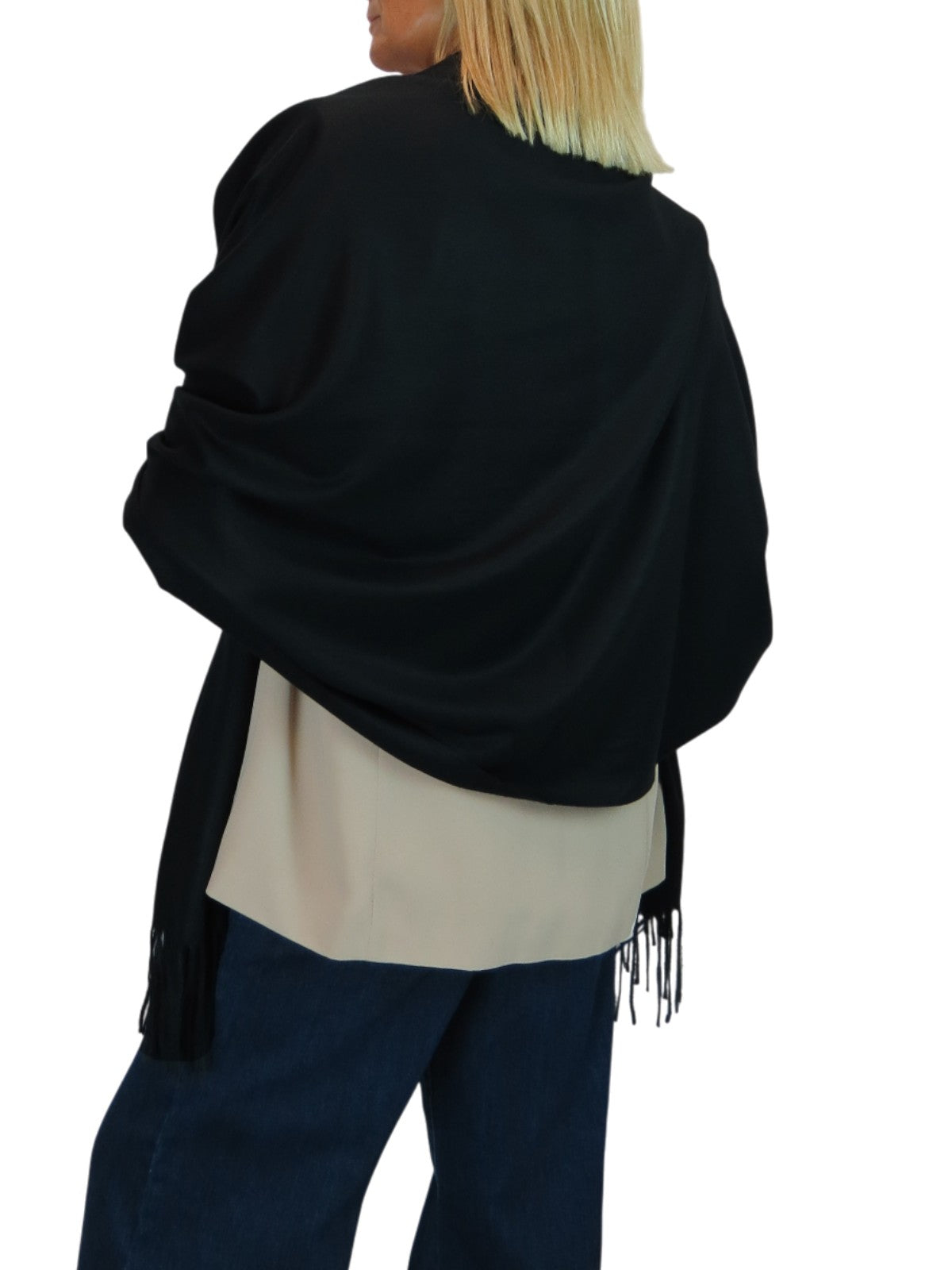 Wool Blend Pashmina Scarf Black
