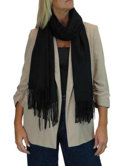 Wool Blend Pashmina Scarf Black