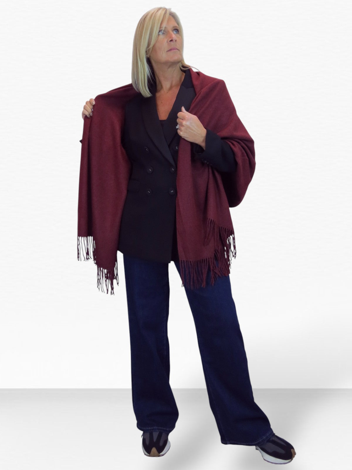 Wool Blend Pashmina Scarf Maroon