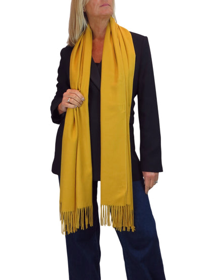 Wool Blend Pashmina Scarf Mustard Yellow