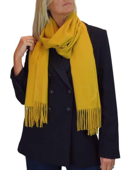 Wool Blend Pashmina Scarf Mustard Yellow
