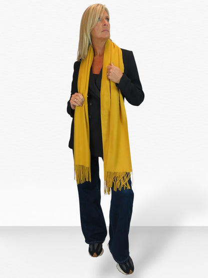 Wool Blend Pashmina Scarf Mustard Yellow