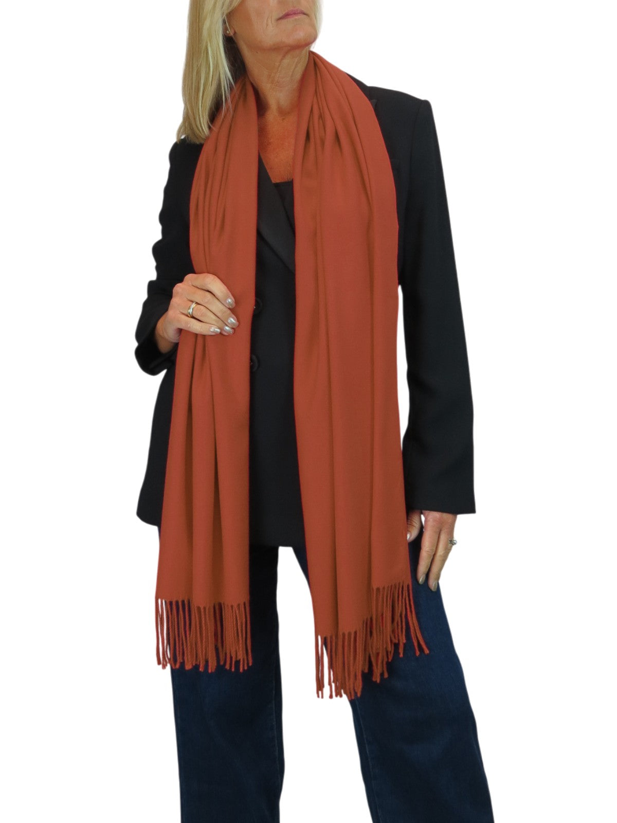 Wool Blend Pashmina Scarf Terracotta