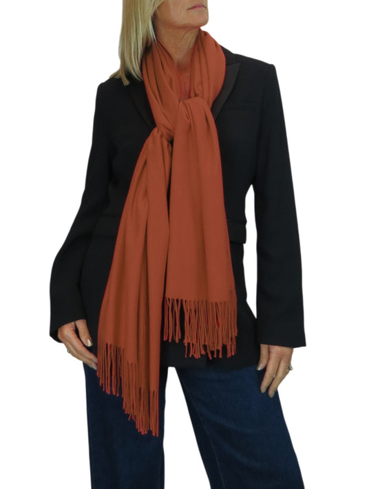 Wool Blend Pashmina Scarf Terracotta