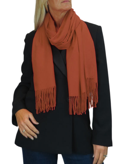 Wool Blend Pashmina Scarf Terracotta
