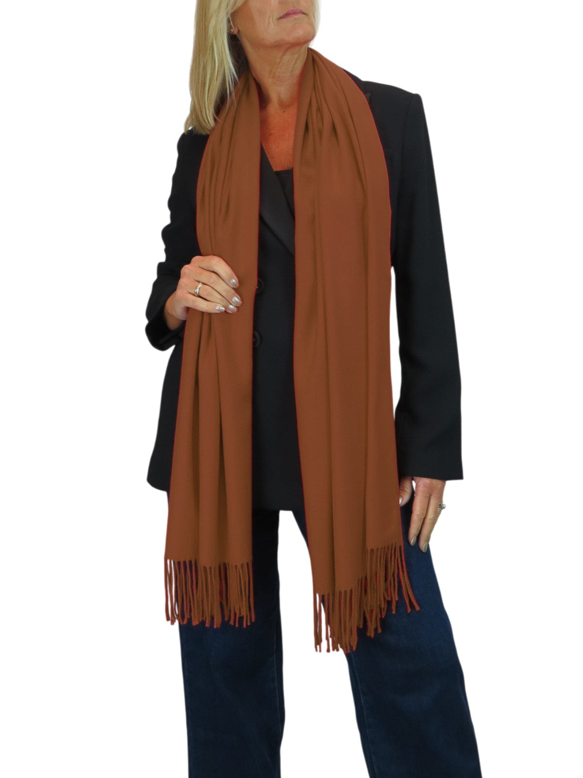 Wool Blend Pashmina Scarf Tan