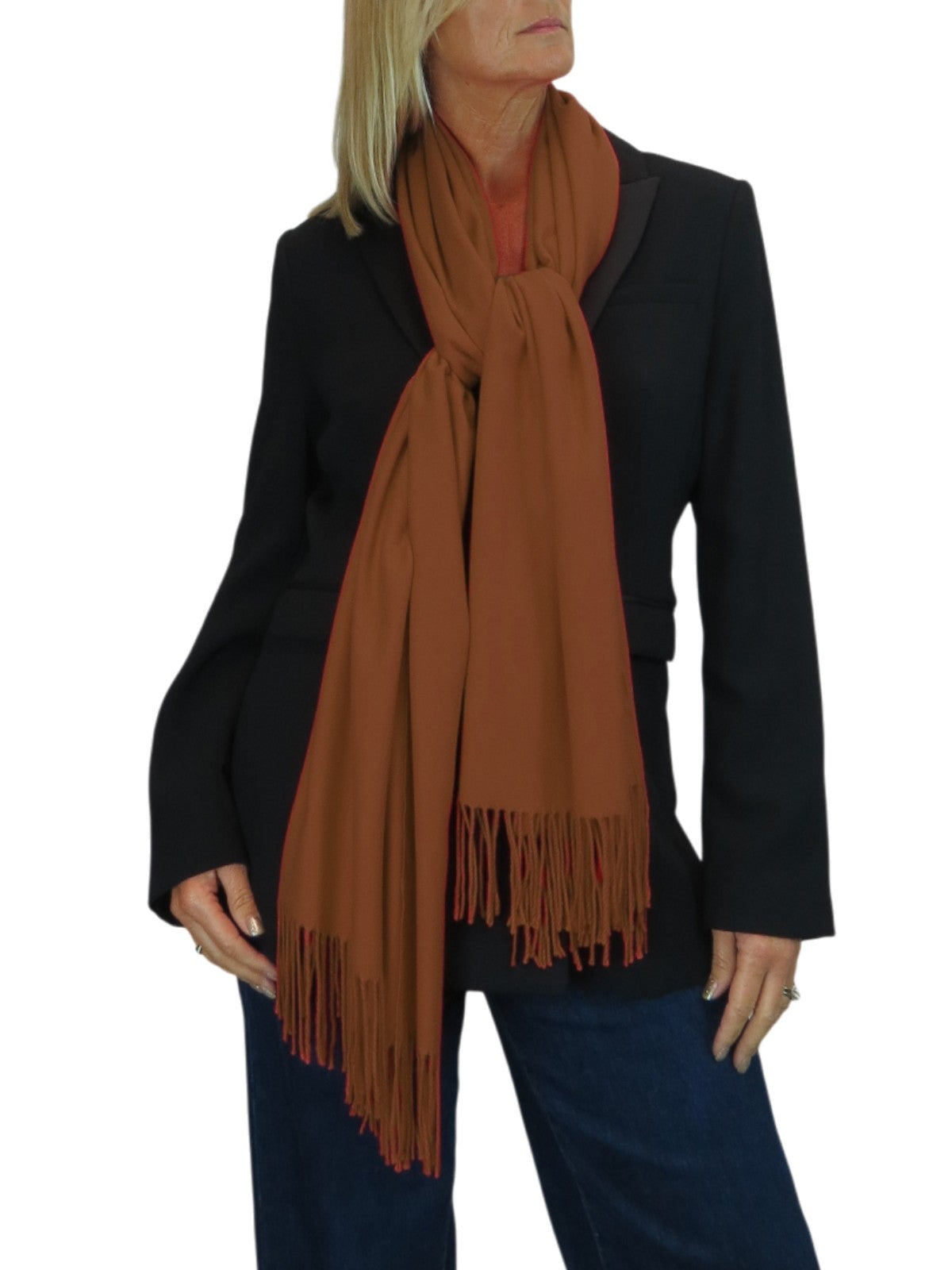 Wool Blend Pashmina Scarf Tan