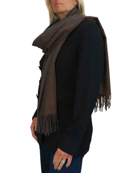 Wool Blend Pashmina Scarf Dark Brown