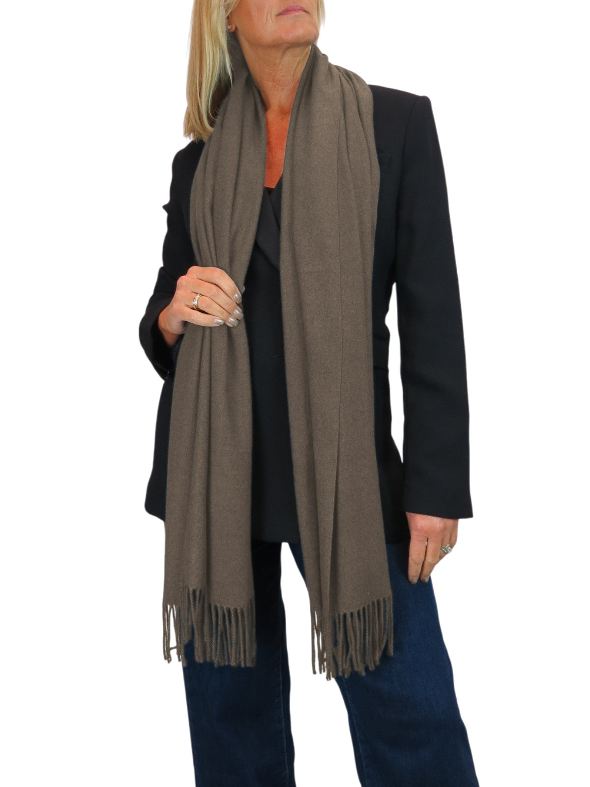 Wool Blend Pashmina Scarf Light Brown