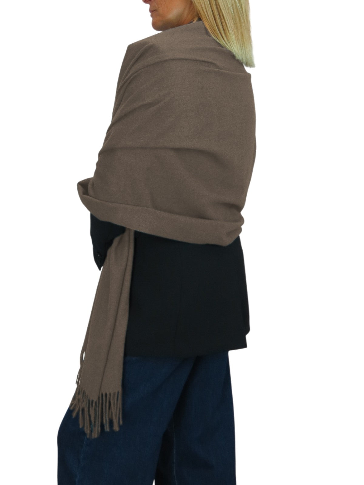 Wool Blend Pashmina Scarf Light Brown