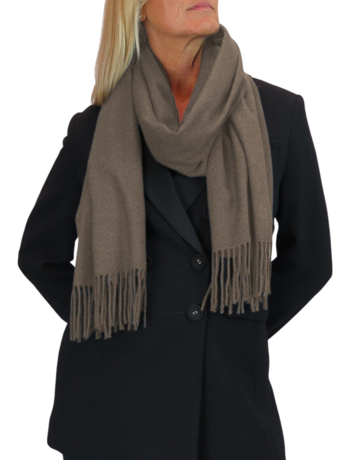 Wool Blend Pashmina Scarf Light Brown