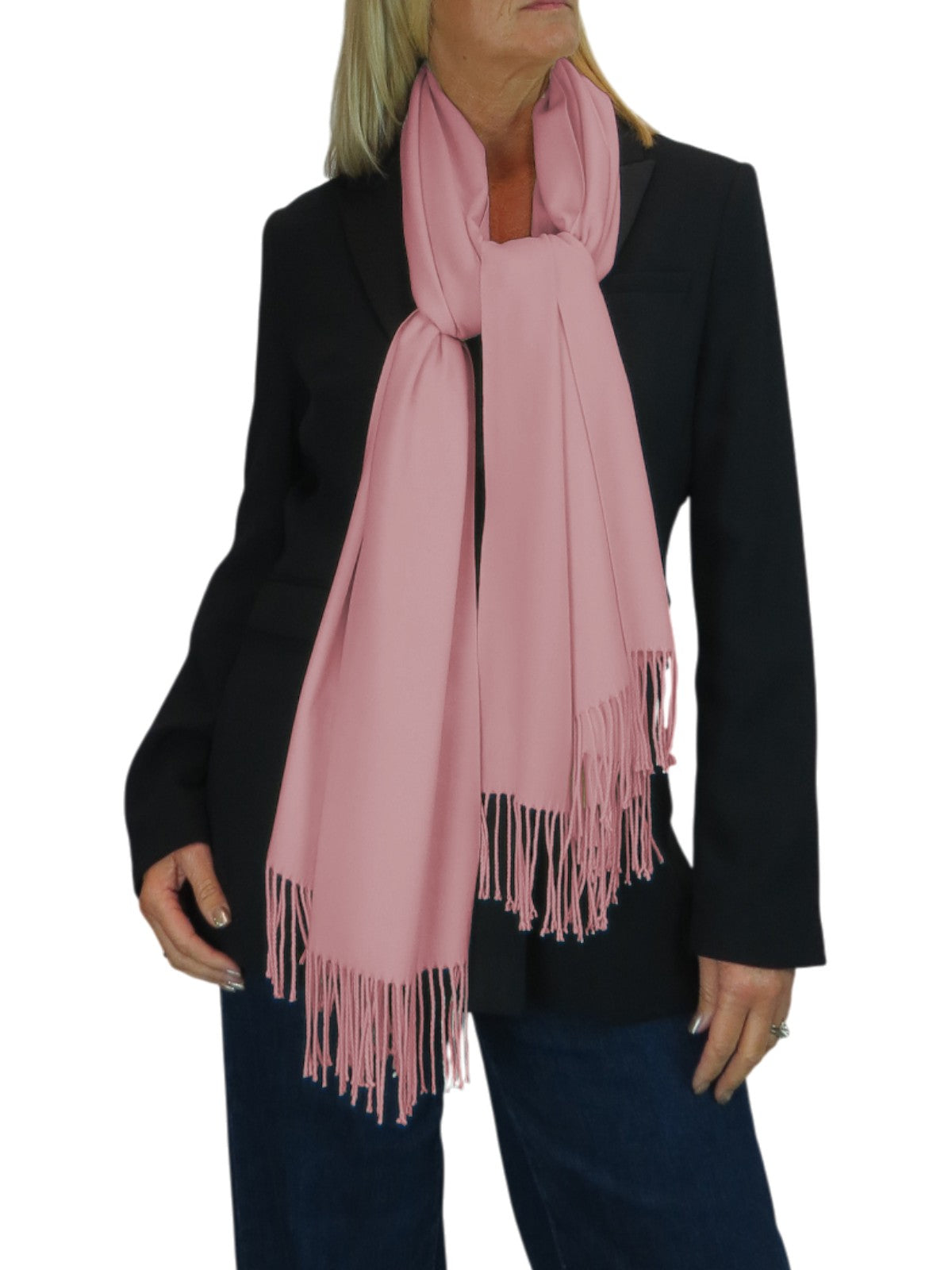 Wool Blend Pashmina Scarf Light Pink