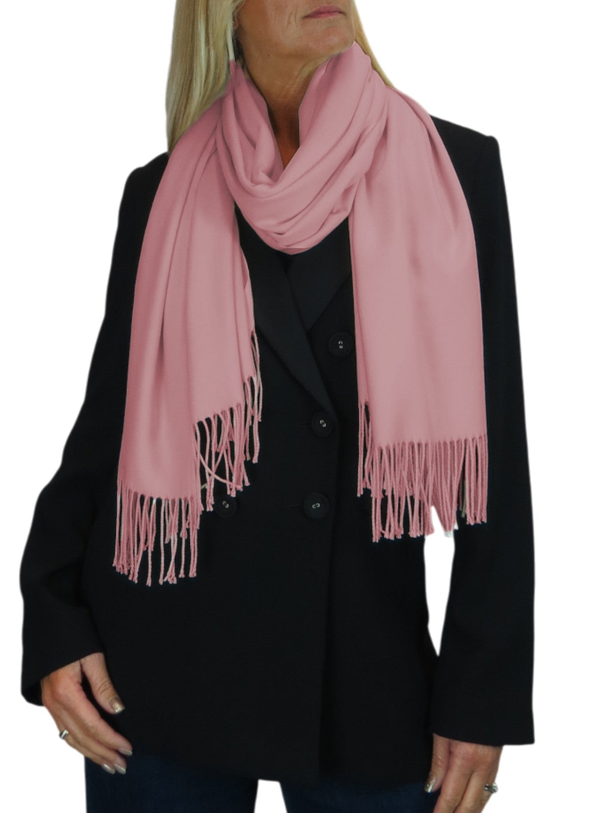 Wool Blend Pashmina Scarf Light Pink