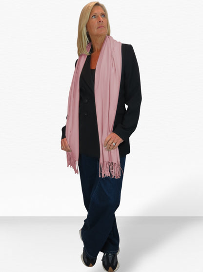 Wool Blend Pashmina Scarf Light Pink
