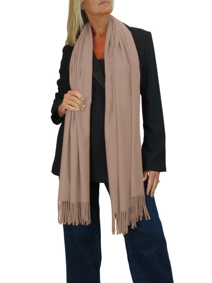 Wool Blend Pashmina Scarf Peach