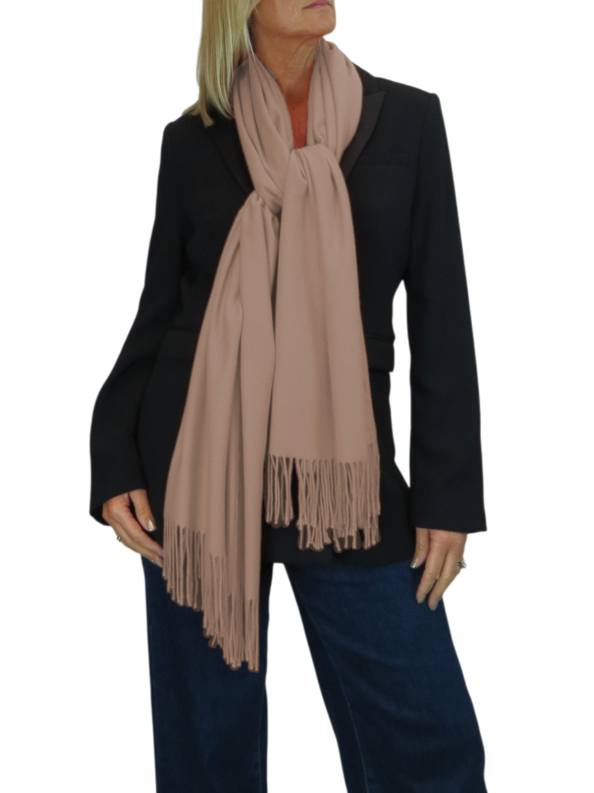 Wool Blend Pashmina Scarf Peach